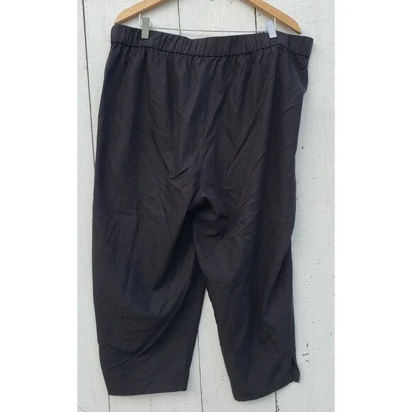 Eileen Fisher Womens Black Stretchy Waist Wide Leg Capri Pants Sz 1X